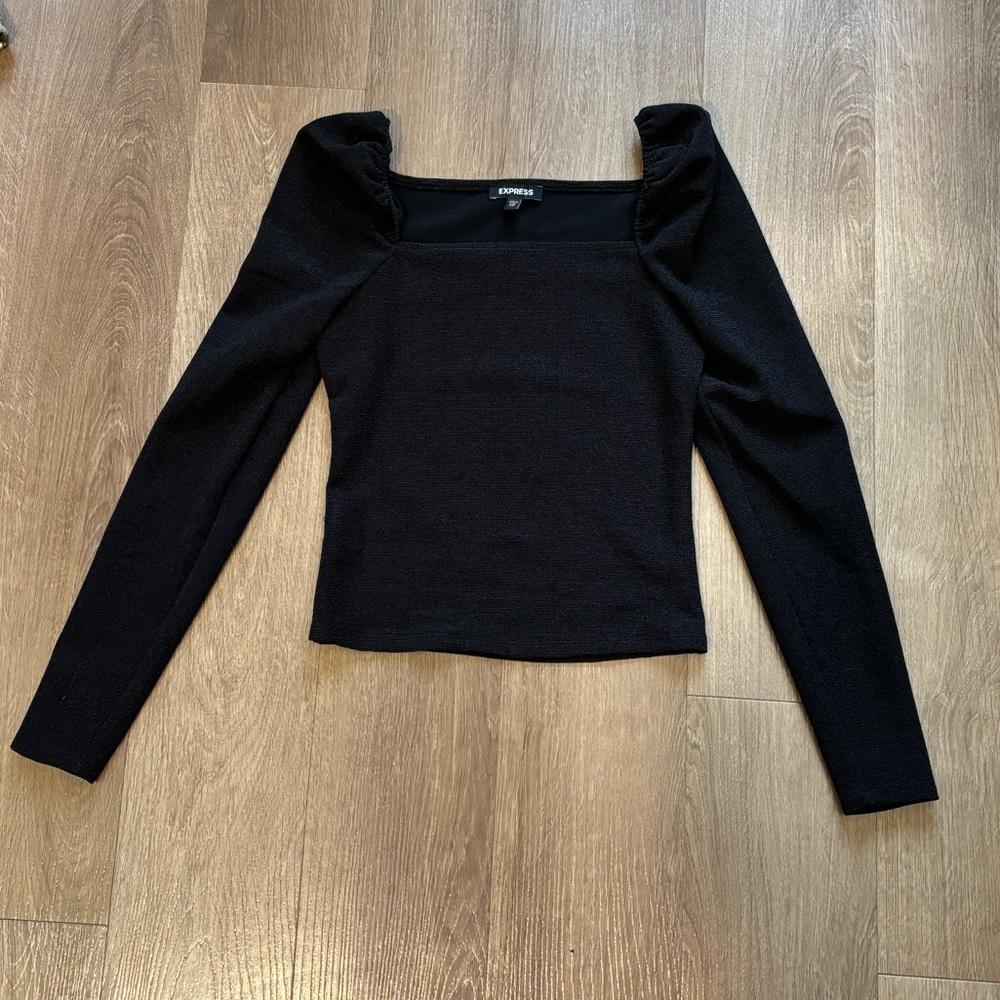 NWOT Express Square Neck Black Top, Size XXS
